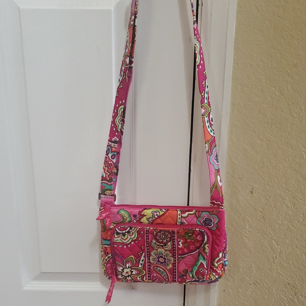 Vibrant Pink Patterned Crossbody Bag